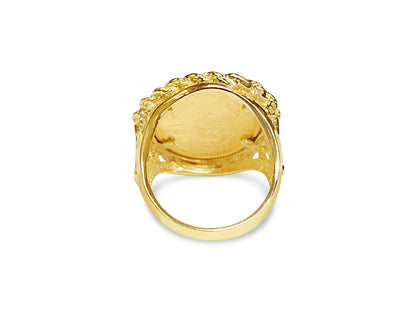 Handmade Solid Gold Fancy Ladies Coin Ring , 1/10oz Coin ,