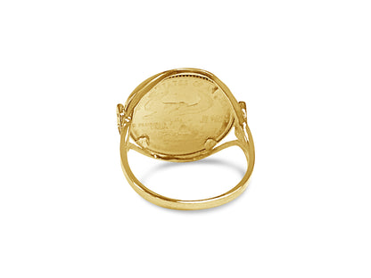 Handmade Solid Gold Fancy Ladies Coin Ring , 1/10oz Coin ,