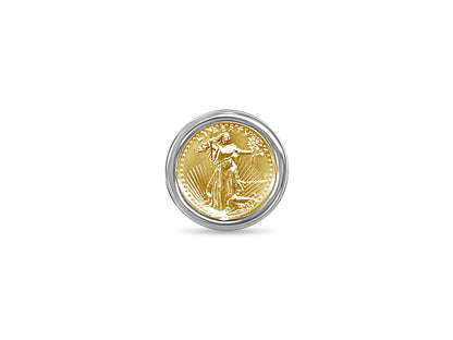 Handmade Solid Gold Fancy Coin Ring , 1/4oz Coin ,