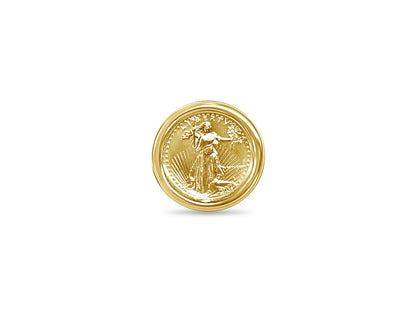 Handmade Solid Gold Fancy Coin Ring , 1/4oz Coin ,