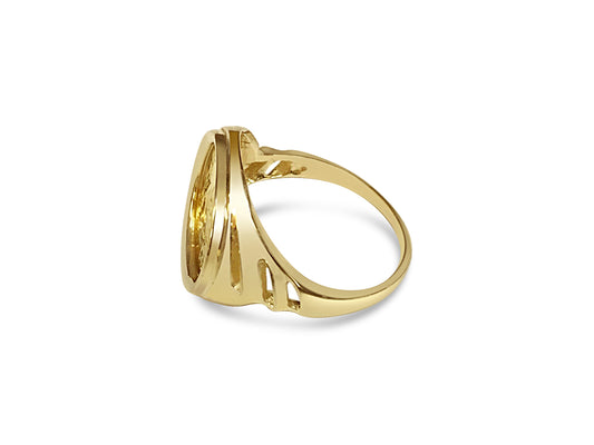 Handmade Solid Gold Fancy Coin Ring , Chinese Panda Bear Coin ,