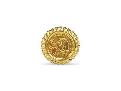 Handmade Solid Gold Fancy Coin Ring , Chinese Panda Bear Coin ,