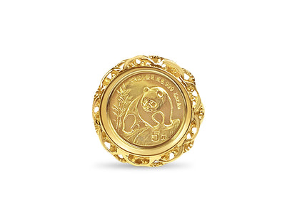 Handmade Solid Gold Fancy Coin Ring , Chinese Panda Bear Coin ,