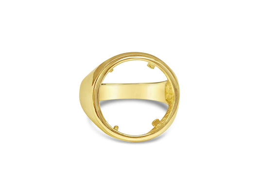 Handmade Solid Gold Fancy Coin Ring , 1/10oz Coin ,