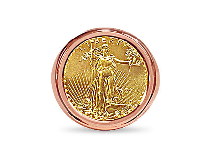 Handmade Solid Gold Fancy Coin Ring , 1/4oz Coin ,