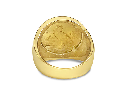 Handmade Solid Gold Fancy Coin Ring , Indian Head Coin ,