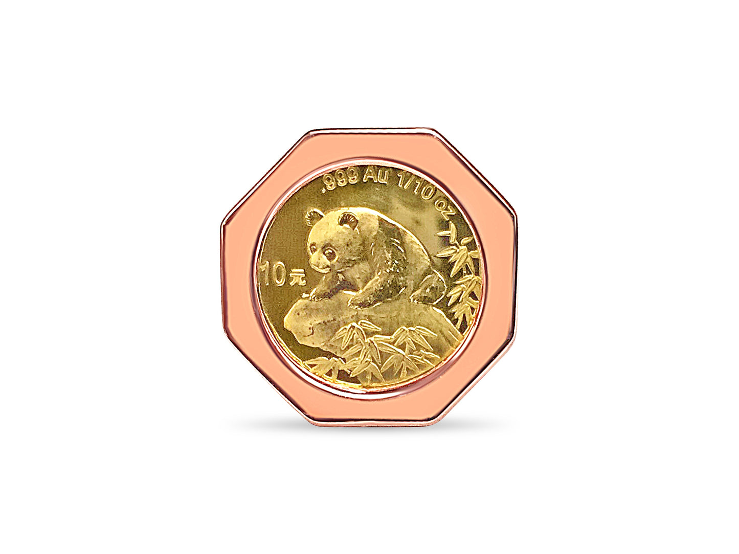 Handmade Solid Gold Fancy Coin Ring , Chinese Panda Bear Coin ,