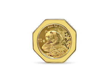 Handmade Solid Gold Fancy Coin Ring , Chinese Panda Bear Coin ,