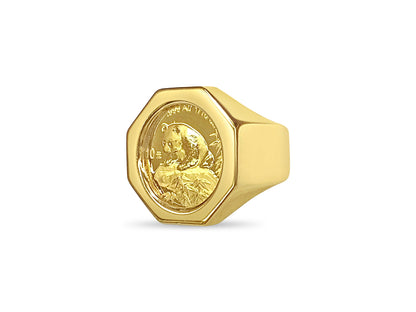 Handmade Solid Gold Fancy Coin Ring , Chinese Panda Bear Coin ,