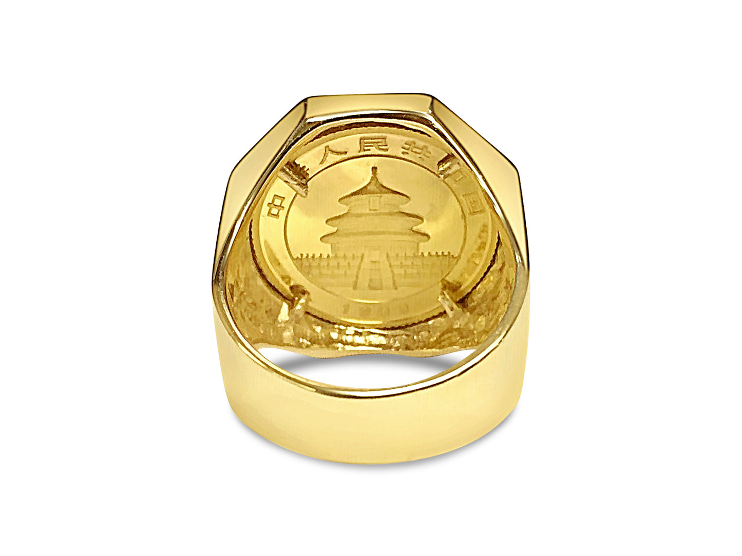 Handmade Solid Gold Fancy Coin Ring , Chinese Panda Bear Coin ,