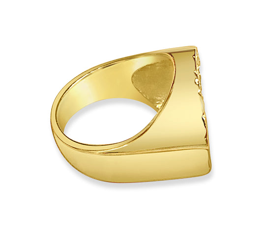 Handmade Solid Gold Greek Key Frame Coin Ring , 1/10oz Coin ,