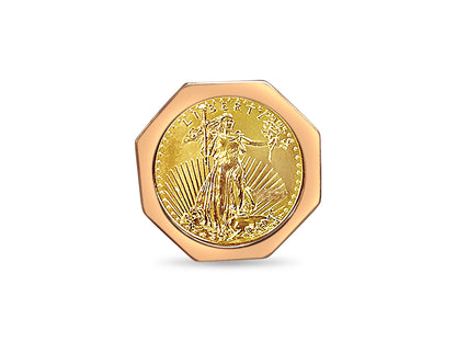 Handmade Solid Gold Fancy Coin Ring , 1/2oz Coin ,