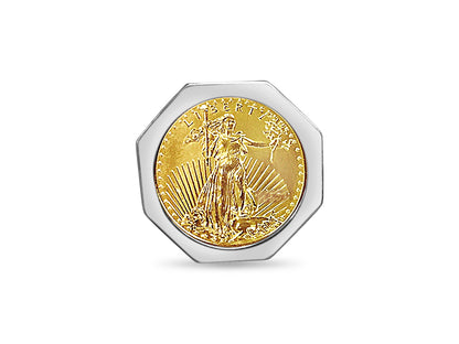 Handmade Solid Gold Fancy Coin Ring , 1/2oz Coin ,