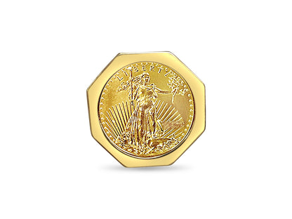 Handmade Solid Gold Fancy Coin Ring , 1/2oz Coin ,