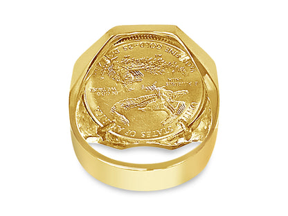 Handmade Solid Gold Fancy Coin Ring , 1/2oz Coin ,