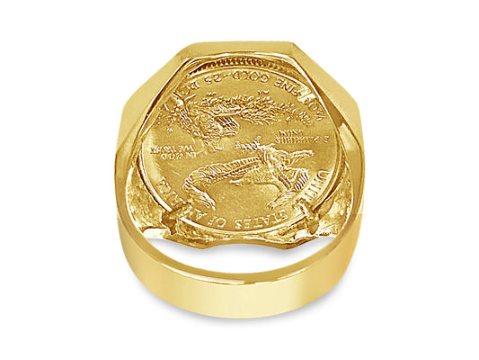 Handmade Solid Gold Fancy Coin Ring , 1/2oz Coin ,