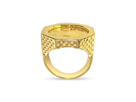 Handmade Solid Gold Fancy Coin Ring , 1/4oz Coin ,