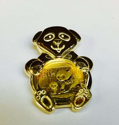 Handmade Solid Gold Panda Bear Coin Pendant , Chinese Panda Bear Coin ,