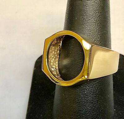 Handmade Solid Gold Fancy Coin Ring , 1/10oz Coin ,