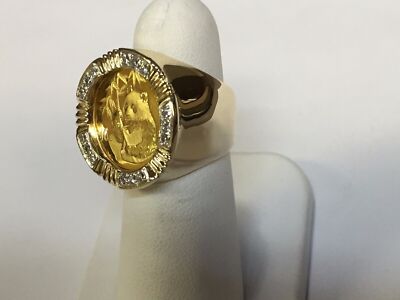 Handmade Solid Gold Diamond Fancy Coin Ring , Chinese Panda Bear Coin ,
