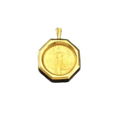 Handmade Solid Gold Fancy Coin Pendant , 1/10oz Coin ,