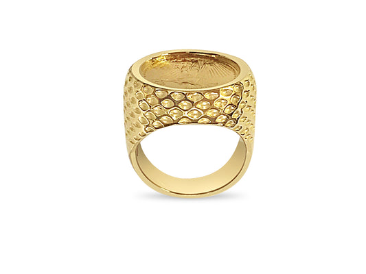 Handmade Solid Gold Fancy Coin Ring , 1/10oz Coin ,