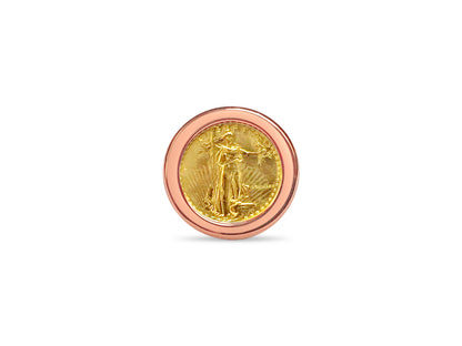 Handmade Solid Gold Fancy Coin Ring , 1/10oz Coin ,