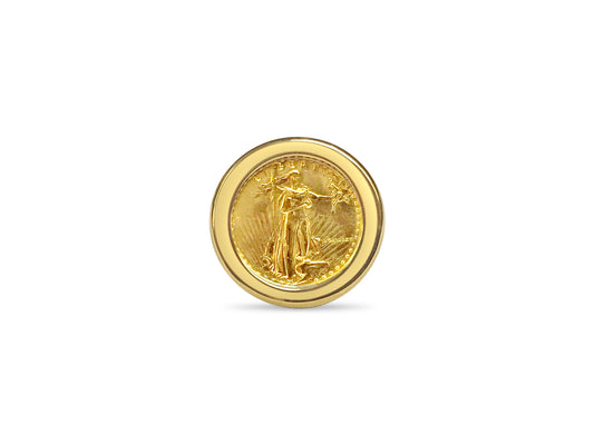 Handmade Solid Gold Fancy Coin Ring , 1/10oz Coin ,