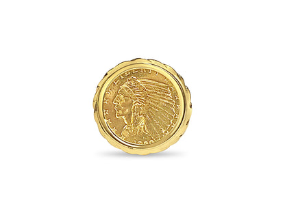 Handmade Solid Gold Fancy Coin Ring , Indian Head Coin ,