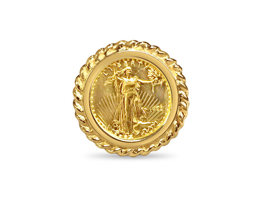 Handmade Solid Gold Fancy Ladies Coin Ring , 1/10oz Coin ,