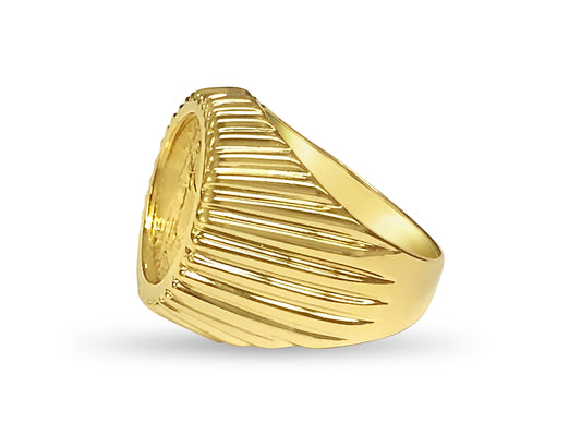 Handmade Solid Gold Fancy Coin Ring , 1/10oz Coin ,