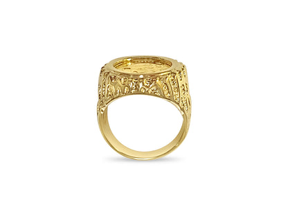 Handmade Solid Gold Fancy Coin Ring , Chinese Panda Bear Coin ,