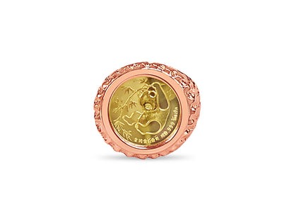 Handmade Solid Gold Fancy Coin Ring , Chinese Panda Bear Coin ,