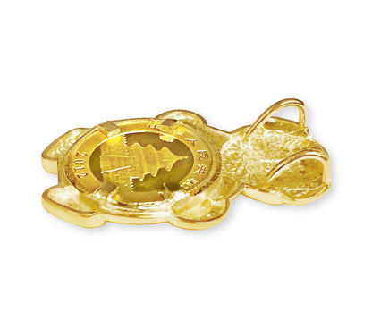 Handmade Solid Gold Bamboo Frame Coin Pendant , 1/10oz Coin ,