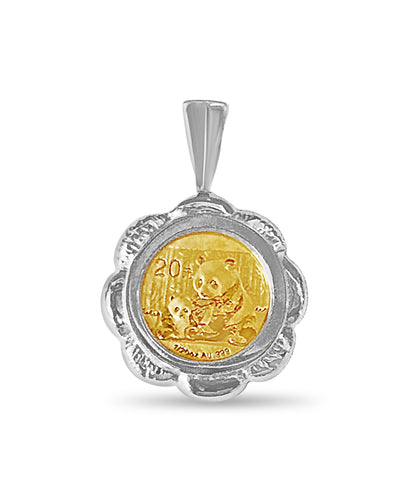 Handmade Solid Gold Fancy Coin Pendant , Chinese Panda Bear Coin ,