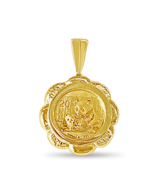 Handmade Solid Gold Fancy Coin Pendant , Chinese Panda Bear Coin ,