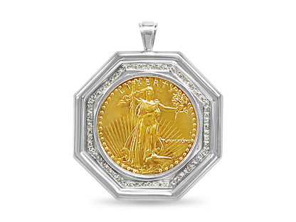 Handmade Solid Gold Fancy Coin Pendant , 1oz Coin ,