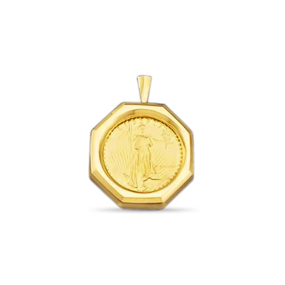Handmade Solid Gold Fancy Coin Pendant , 1oz Coin ,