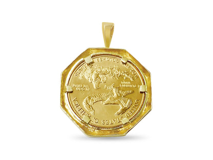 Handmade Solid Gold Fancy Coin Pendant , 1oz Coin ,