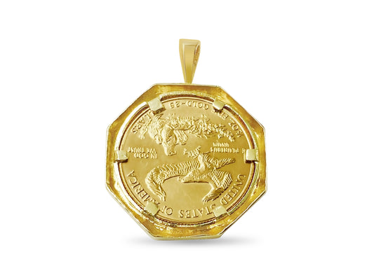 Handmade Solid Gold Fancy Coin Pendant , 1oz Coin ,