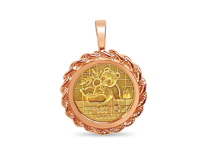 Handmade Solid Gold Fancy Coin Pendant , Chinese Panda Bear Coin ,