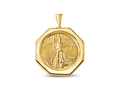 Handmade Solid Gold Fancy Coin Pendant , 1/2oz Coin ,