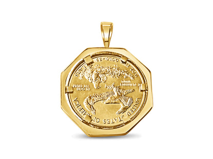 Handmade Solid Gold Fancy Coin Pendant , 1/2oz Coin ,