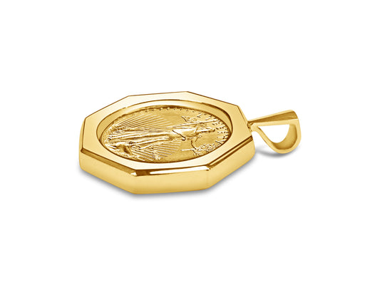 Handmade Solid Gold Fancy Coin Pendant , 1/2oz Coin ,