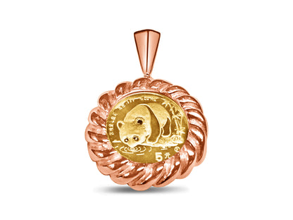 Handmade Solid Gold Fancy Coin Pendant , Chinese Panda Bear Coin ,