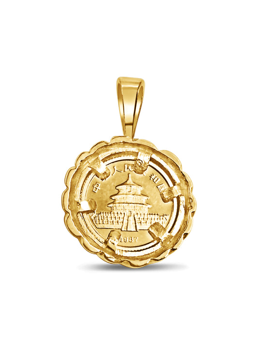 Handmade Solid Gold Fancy Coin Pendant , Chinese Panda Bear Coin ,