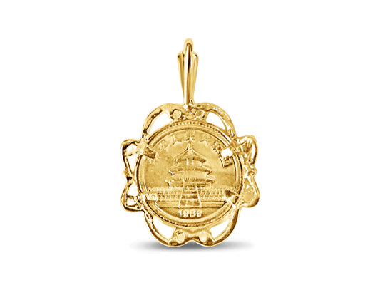 Handmade Solid Gold Fancy Coin Pendant , Chinese Panda Bear Coin ,