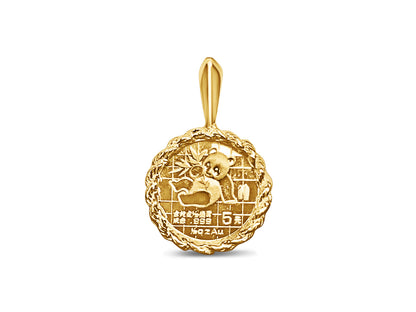 Handmade Solid Gold Fancy Coin Pendant , Chinese Panda Bear Coin ,