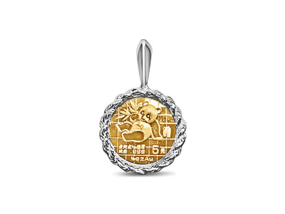 Handmade Solid Gold Fancy Coin Pendant , Chinese Panda Bear Coin ,