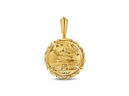 Handmade Solid Gold Fancy Coin Pendant , Chinese Panda Bear Coin ,